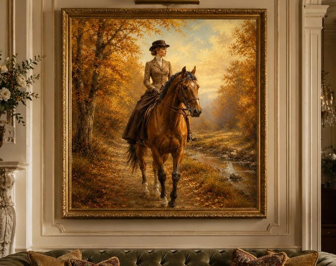 Autumn Horse Riding Wall Art | Elegant Equestrian Country Print