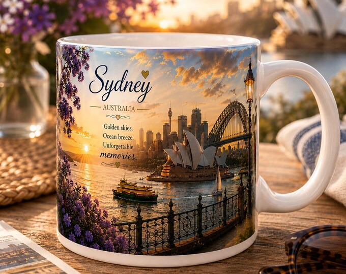 Sydney Australia Mug, Harbour Sunset Coffee Cup