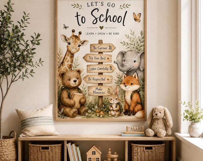 Let’s Go to School Woodland Animals Wall Art