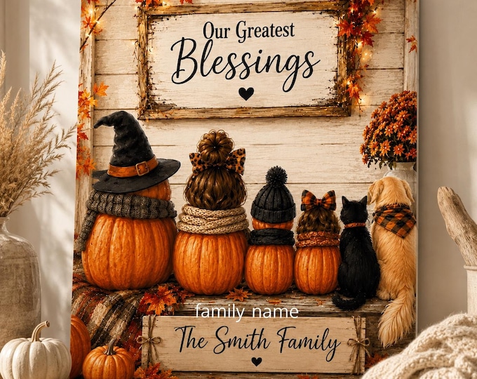Personalised Pumpkin Family Wall Art Print
