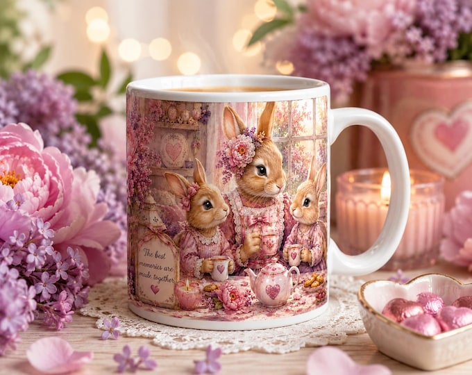 Bunny Family Floral Mug – Best Memories Together