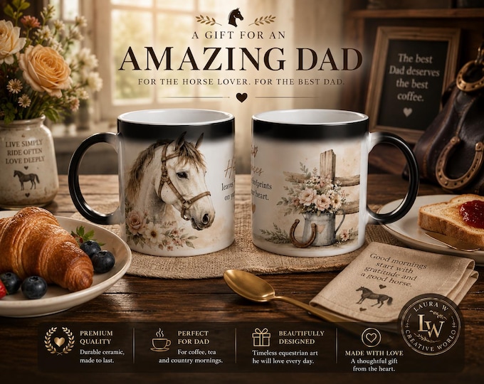 Horse Ceramic Mug for Dad, Equestrian Gift