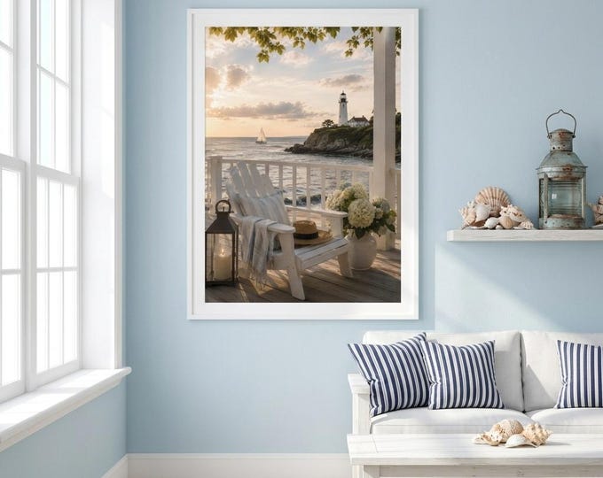 Romantic Coastal Lighthouse  Art Print