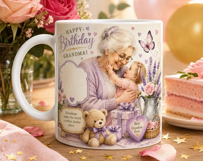 Personalised Grandma Mug | Floral Ceramic Mug