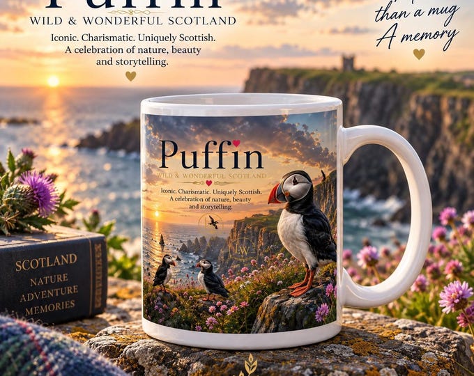 Scottish Puffin Mug, Coastal Wildlife Coffee Cup