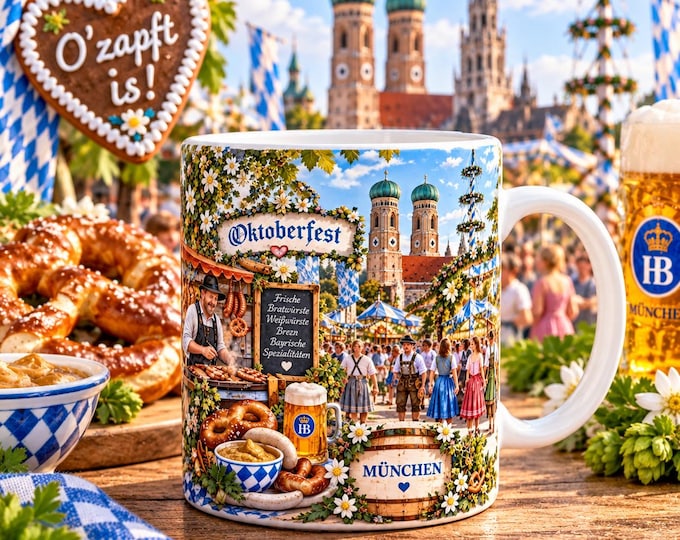 Oktoberfest, Germany Panoramic Mug, Munich Bavaria Travel Gift, 11 oz Ceramic Mug