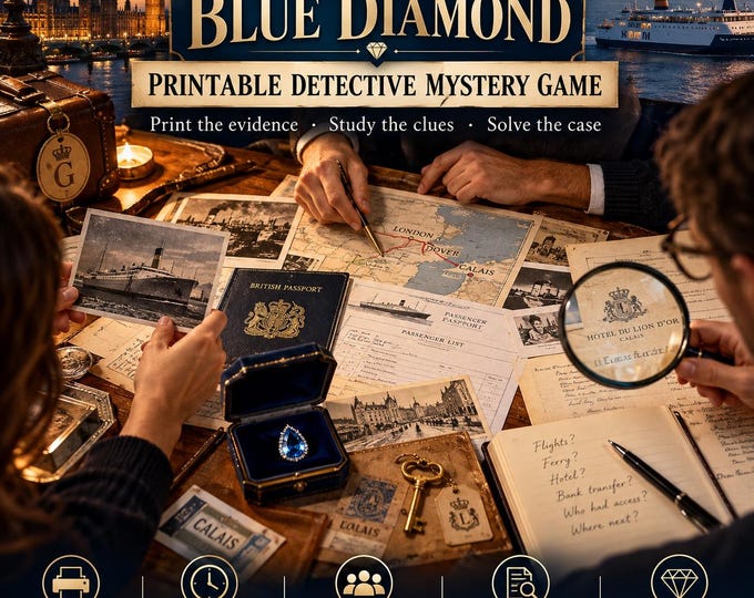 Detective Mystery Game for Adults & Family, Printable Cold Case Puzzle, 1+ Players, 60–90 Min,