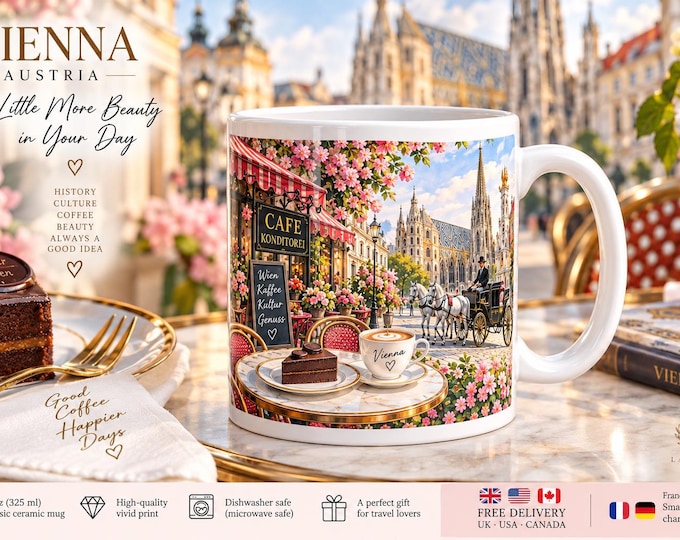 Vienna  Austria Panoramic Mug –  Travel Coffee Mug, 11 oz