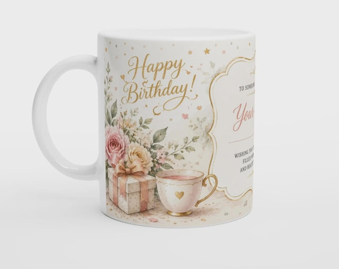 Personalised Birthday Mug | Floral Birthday Gift