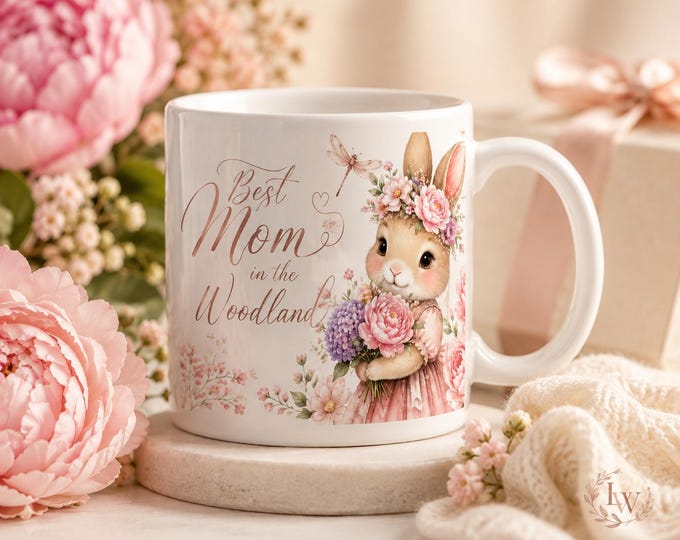Floral Bunny Mug | Pastel Rabbit Gift
