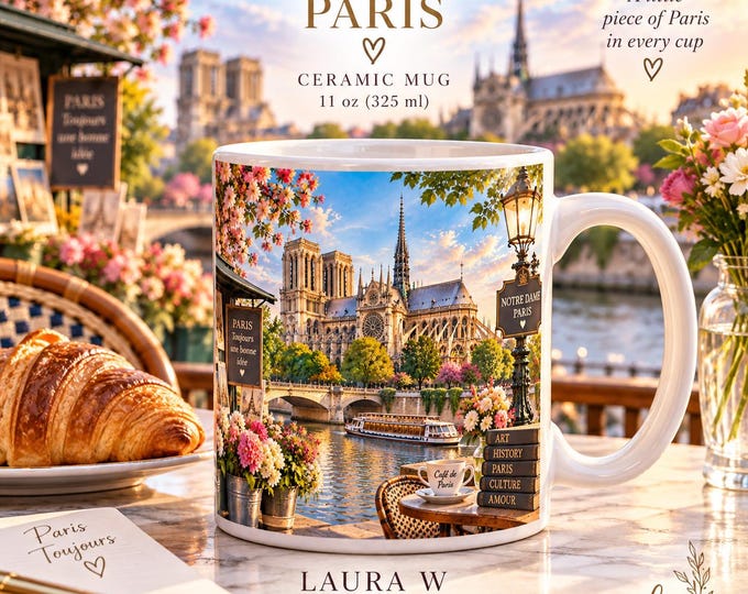Notre Dame Paris Mug – Golden Hour Seine Panorama