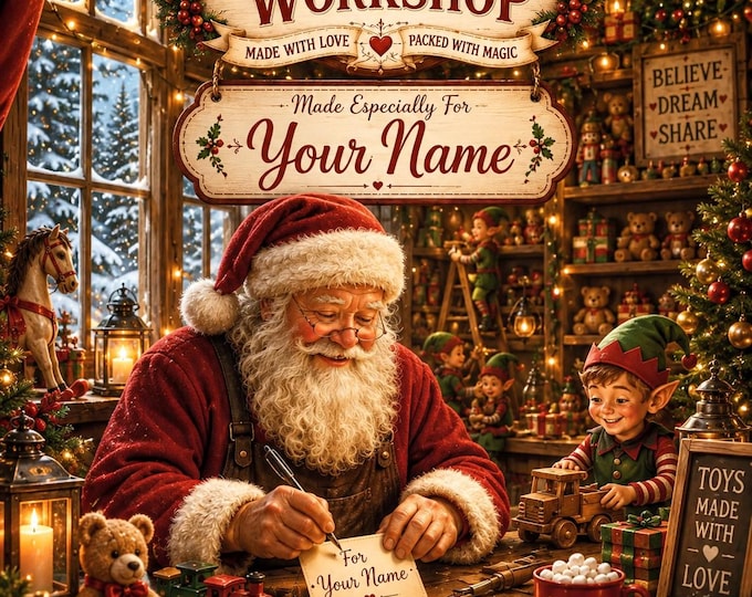 Personalised Santa’s Workshop Christmas Wall Art