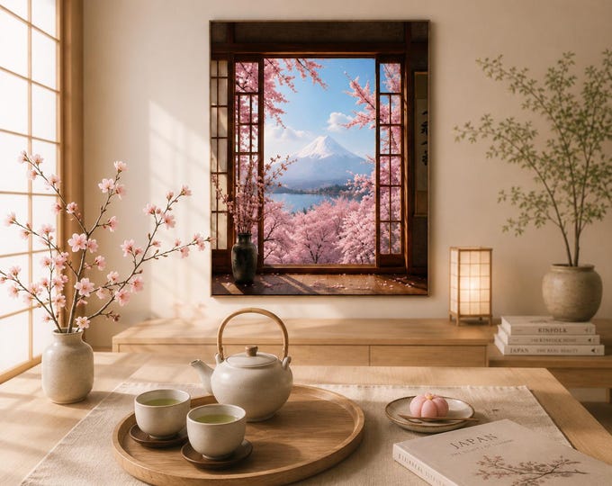 Cherry Blossom Window Scene Art Print — Photograph Quality