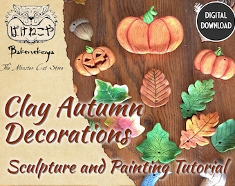 Décorations d'automne en argile pour débutants, tutoriel de sculpture et de peinture.  Téléchargement du fichier numérique.