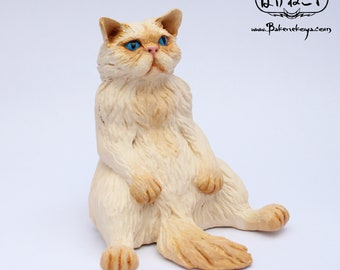 Persian cat sculpture, figurine, ornament - Cream