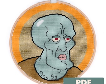 Spongebob Squarepants Handsome Squidward cross stitch pattern (DIGITAL ONLY)