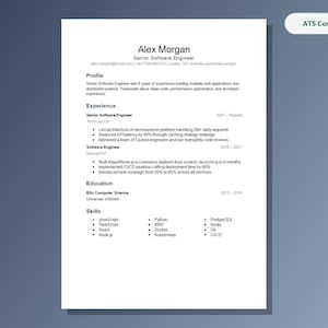 Software Engineer Resume Template: Editable Microsoft Word CV, Slate Classic Design, ATS-Friendly