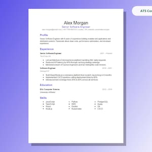 Software Engineer Resume Template: Editable Microsoft Word CV, Indigo Classic Design, ATS-Friendly