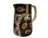 Imari Crown Derby style miniature creamer jug, gold gilt decoration floriate pattern and design vintage British