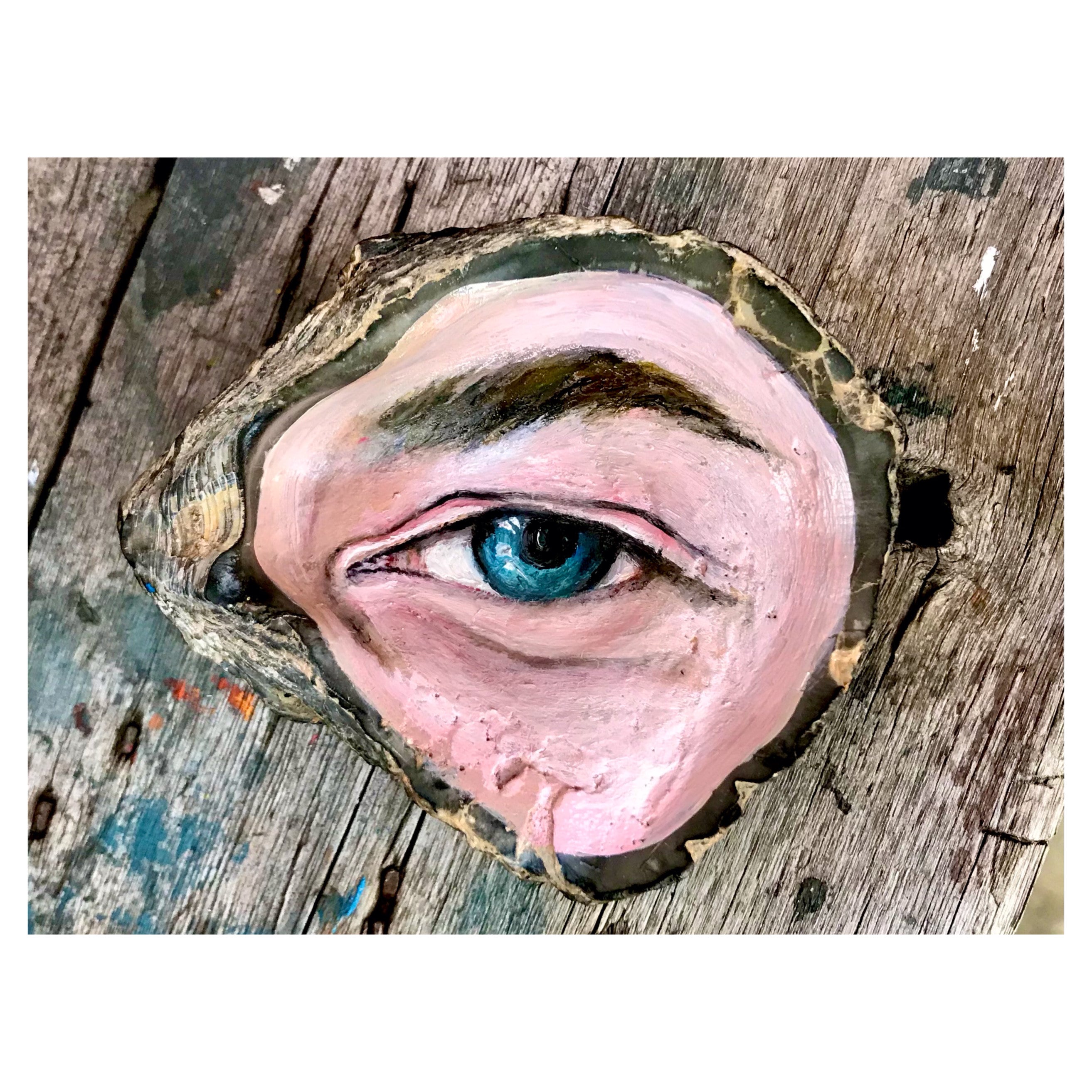 All Seeing Oyster Eye handpainted Oils on River Thames Symbolic