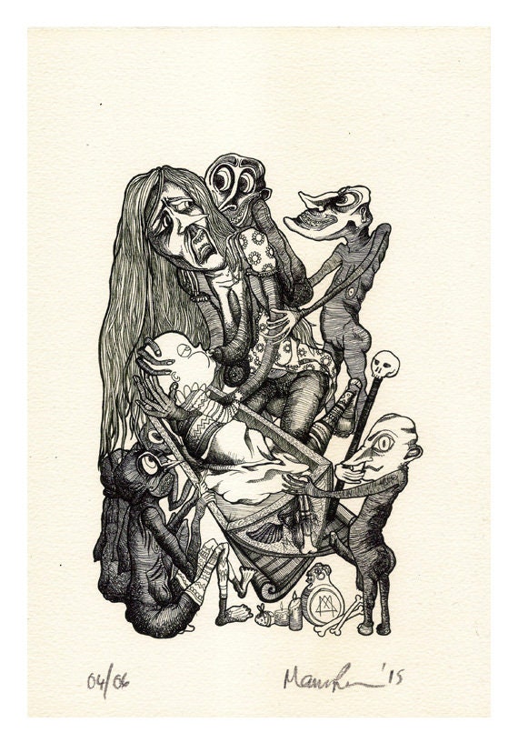 The Dead Mother Giclée Print – Pen and Ink Fairy Tale Illustration