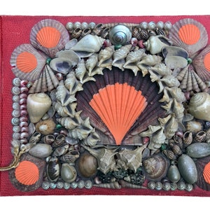 Rare Grand Décoratif Allemand Souvenir Sea Shell Scrapbook Album 1920s - WAF*