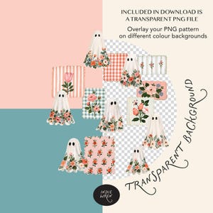 A peachy vintage repeat pattern full of painted style fabric swatches and meadow floral ghosts that is perfect for adding a touch of magic to your autumn projects.

Created in the Indie Wren Studio and turned into a seamless pattern ready to drop straight into fabric, packaging, prints, or personal keepsakes.