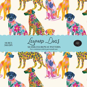 Colourful Quirky Dogs Repeat Pattern | Painted Seamless Design | Fun Animal Digital Paper for Kids Decor Fabric and Digital Paper