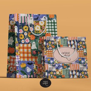 A spooky-cute repeat pattern full of painted style fabric swatches in a patchwork quilted pattern, that is perfect for adding a touch of magic to your autumn projects.

Created in the Indie Wren Studio and turned into a seamless pattern ready to drop straight into fabric, packaging, prints, or personal keepsakes.