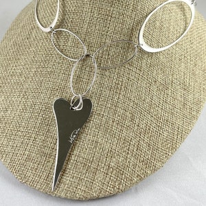 Silver Tone Open Link Chain with Heart Pendent by Miss Dea