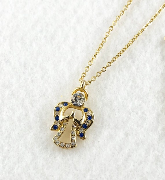 Guardian Angel with Blue and Clear Rhinestones by 