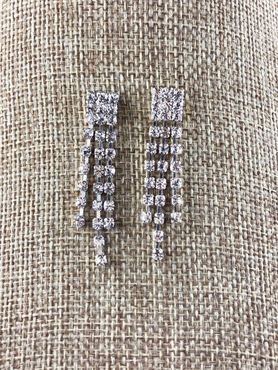 Vintage Rhinestone Pierced Drop Earrings 2 pairs - image 6