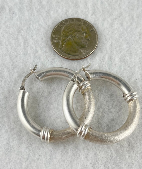 Sterling Silver Textured Hoops Made in Italy - image 2