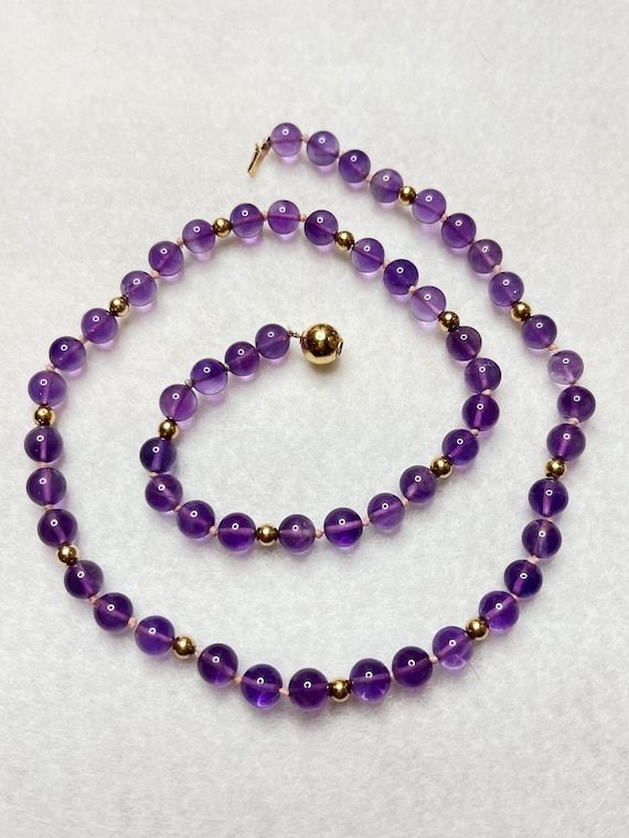 Amethyst Knotted Beads with 14k Gold Small Beads a