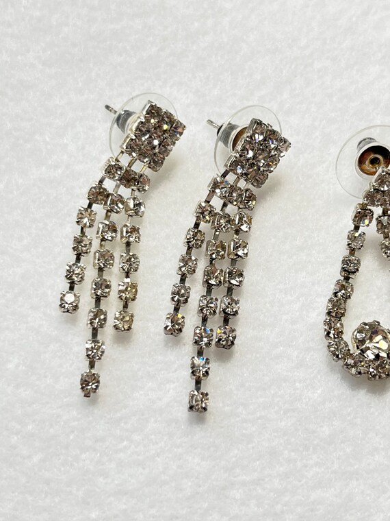 Vintage Rhinestone Pierced Drop Earrings 2 pairs - image 2