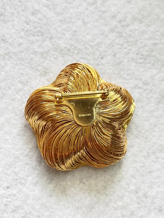 Statement Wired Flower with Clear Rhinestones Cen… - image 4