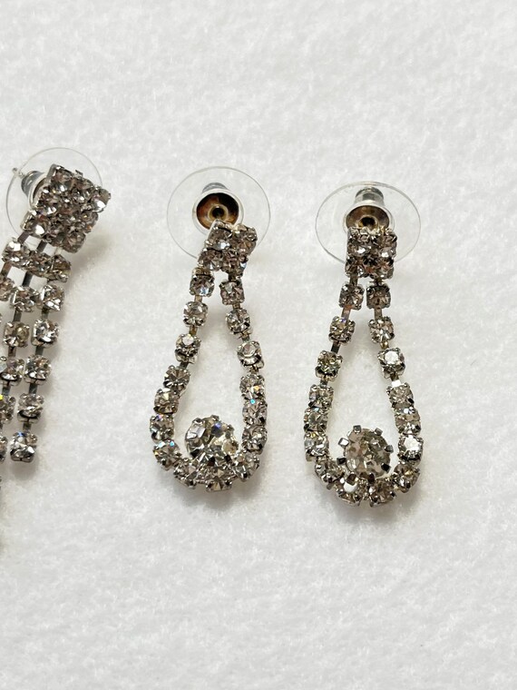 Vintage Rhinestone Pierced Drop Earrings 2 pairs - image 3