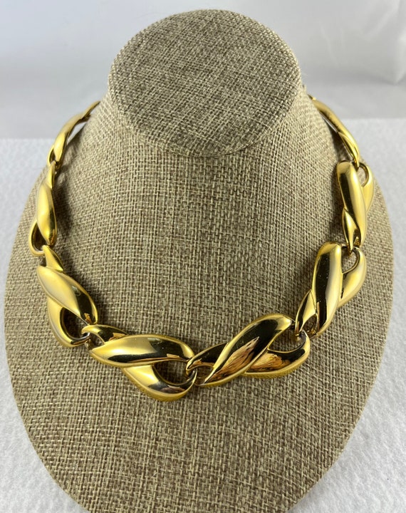Vintage Gold Tone Linked Chunky Necklace By Anne … - image 1