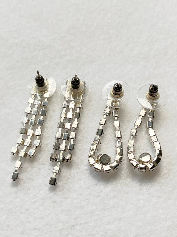 Vintage Rhinestone Pierced Drop Earrings 2 pairs - image 4