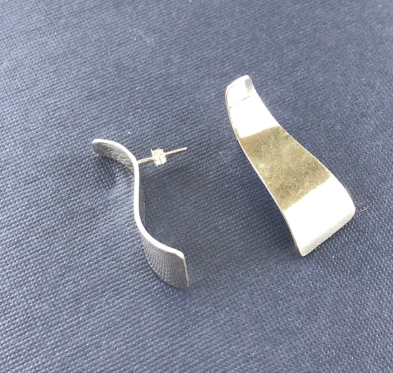 Mexico Silver Mid Century Modern Pierced Earrings - image 1