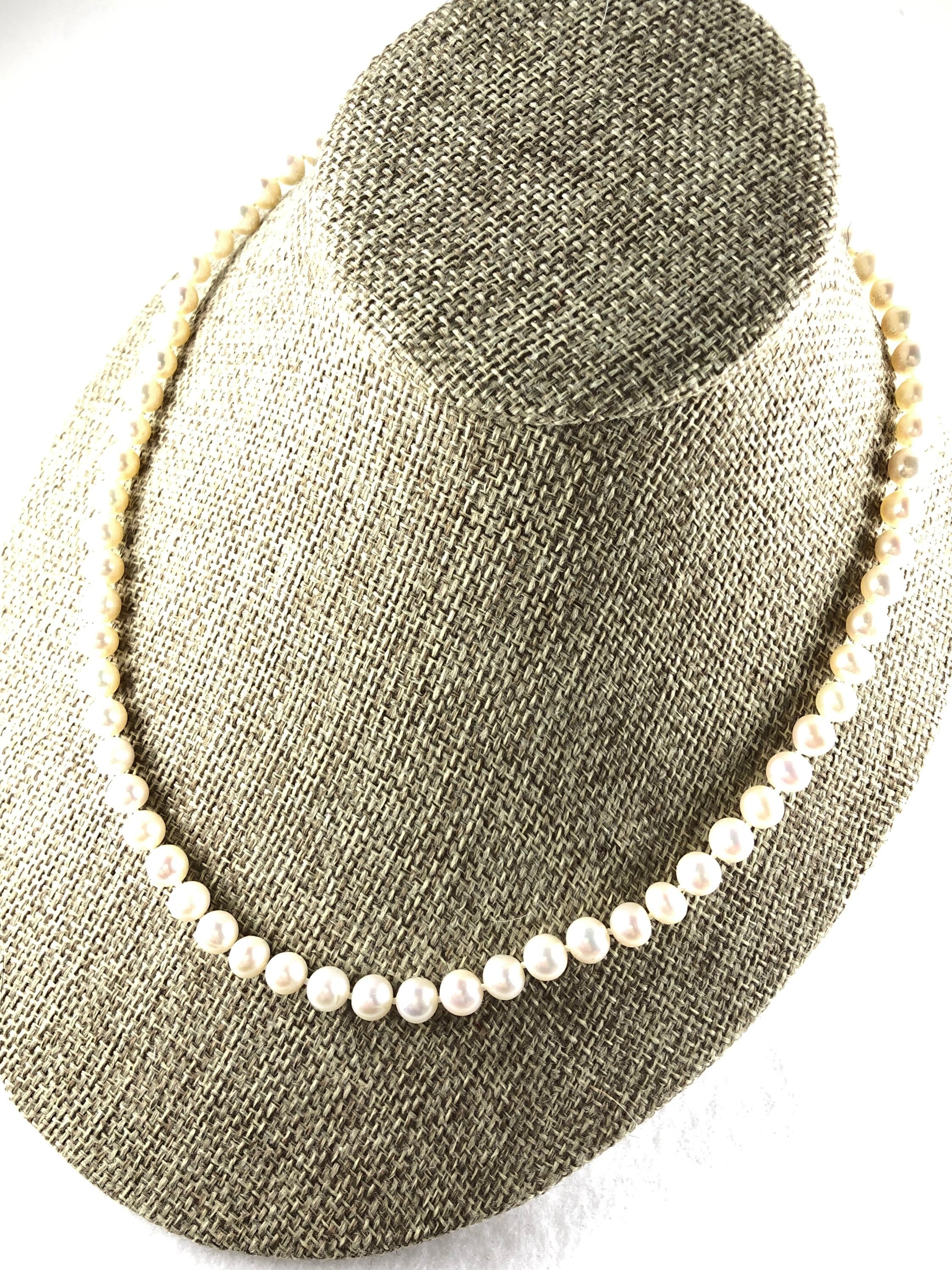★VINTAGE HOLLYWOOD★ 5way Knotted Pearl Necklace_VH25NNNE10 Vintage Faux Pearl Knotted Choker Necklace 16 Inch Single