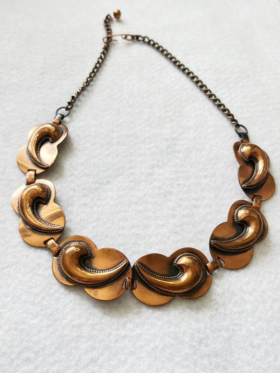 Genuine Copper Linked Modernist Necklace