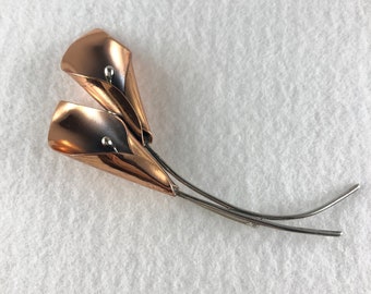 Copper and Silver Calla Lilly Brooch by Stuart Nye