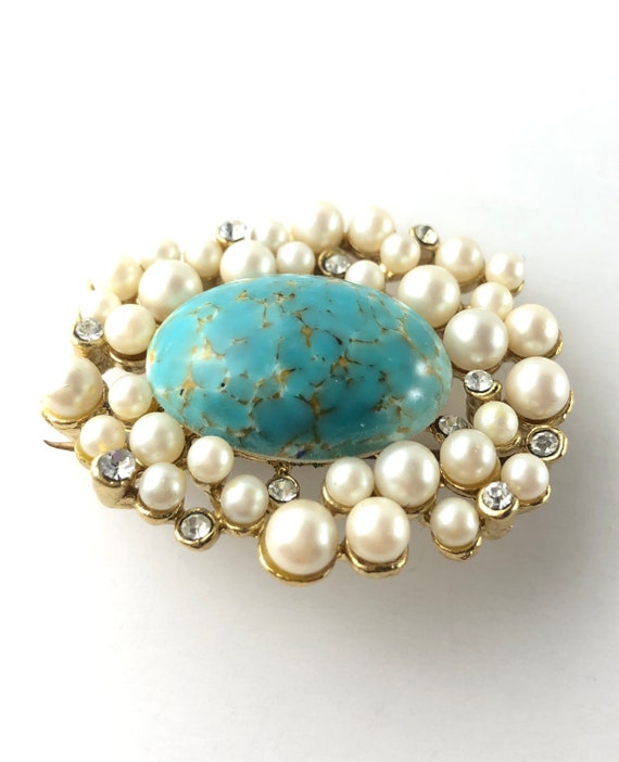 Vintage Czech Hubbell Glass and Faux Pearls and R… - image 3
