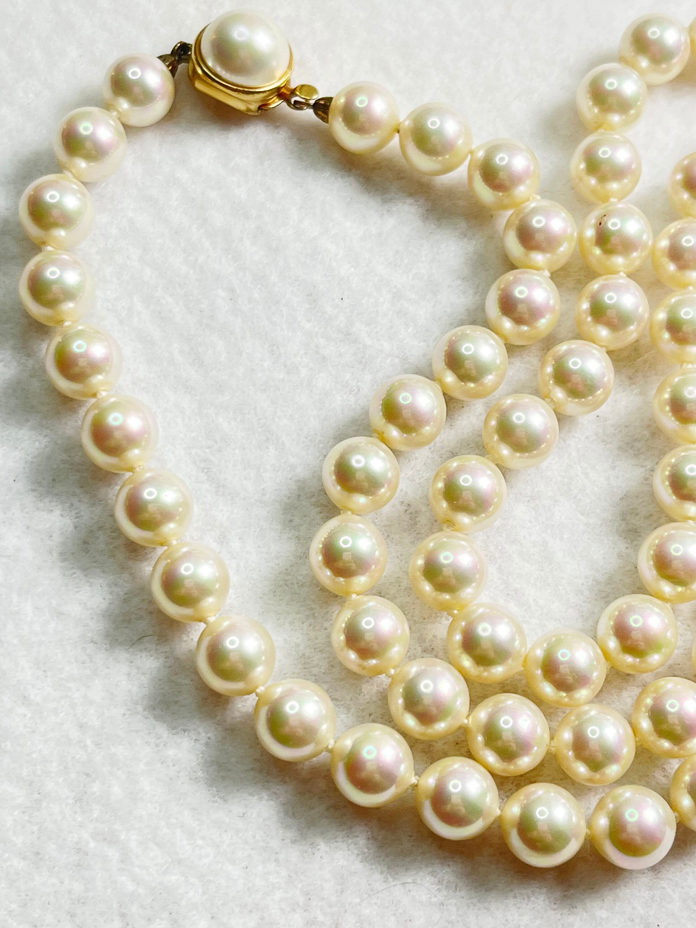 Stunning Glass Faux Pearl Necklace With Vermeil 925 Clasp - Etsy