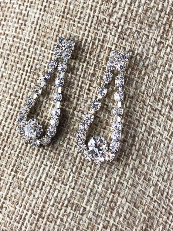 Vintage Rhinestone Pierced Drop Earrings 2 pairs - image 5