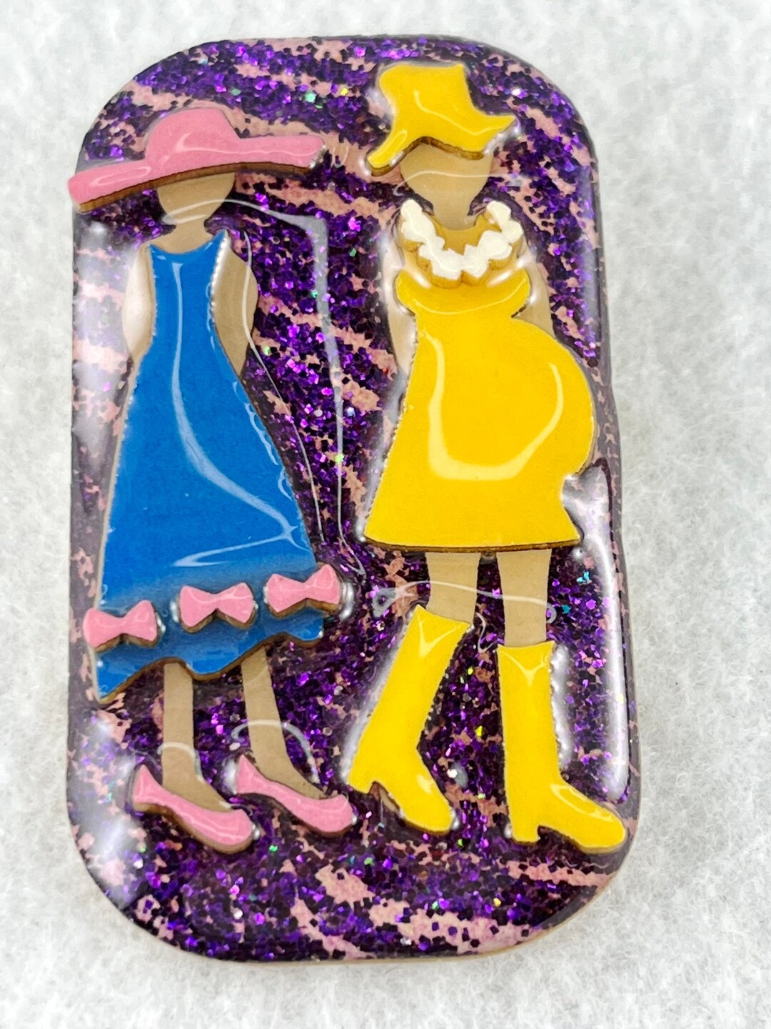 Pregnant Woman and Friend Brooch by Lucinda Etsy