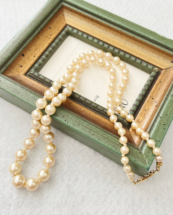 Vintage Knotted Glass Faux Pearls Necklace by Avon - image 1