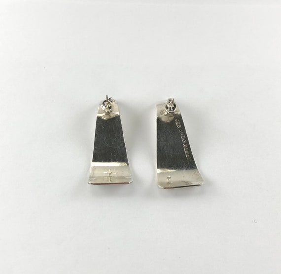 Mexico Silver Mid Century Modern Pierced Earrings - image 4