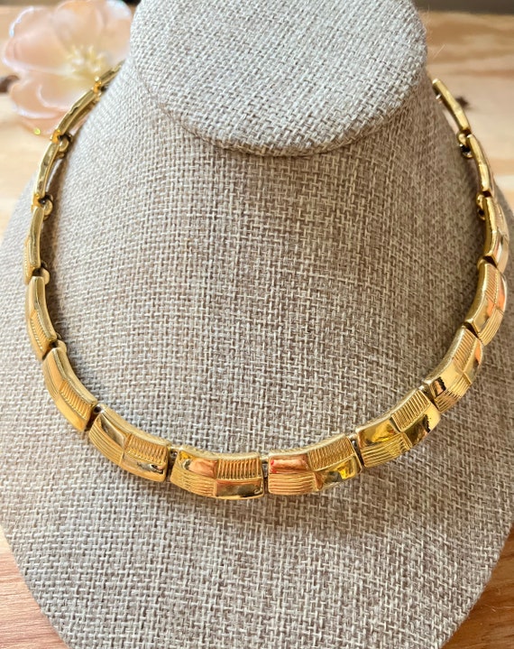 Gold Tone Link Choker Necklace by Napier